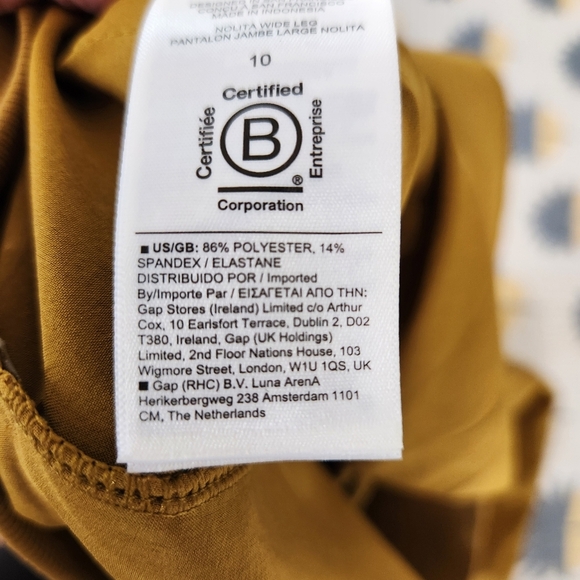 Athleta Nolita Wide Leg Pant Womens Size 10 Gold Pull On Elastic Waist Pockets - Picture 9 of 11